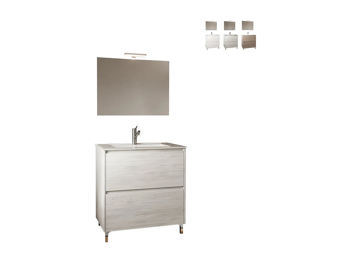 Mueble de baño moderno de suelo con patas lavabo 80cm espejo Lisboa 80 - Gris