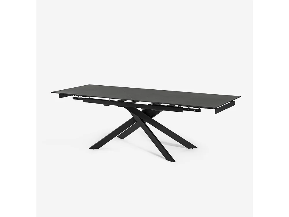Mesa extensible efecto mármol 160-240x90cm comedor y cocina diseño moderno Quito - Negro