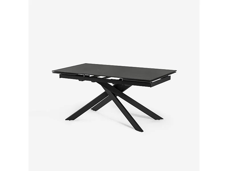 Mesa extensible efecto mármol 160-240x90cm comedor y cocina diseño moderno Quito - Negro
