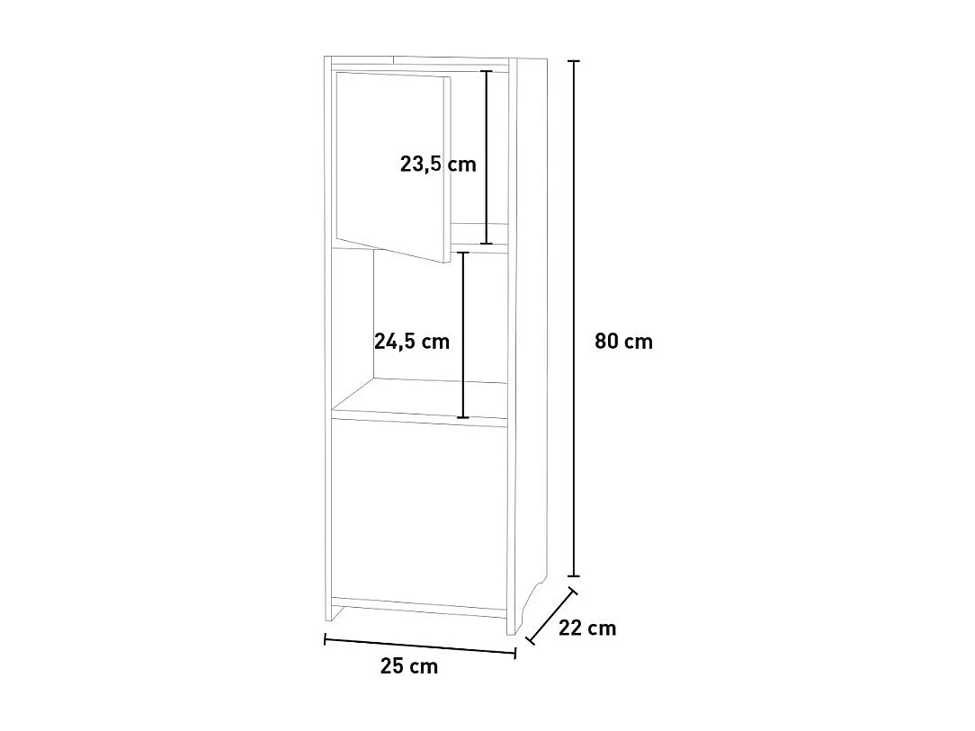Colonne de salle de bain 2 portes et étagère ouverte Hjalpo - Blanc