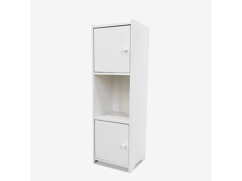 Badezimmerschrank mit 2 Türen, Aufbewahrungstasche und offenem Regal Hjalpo - Weiß