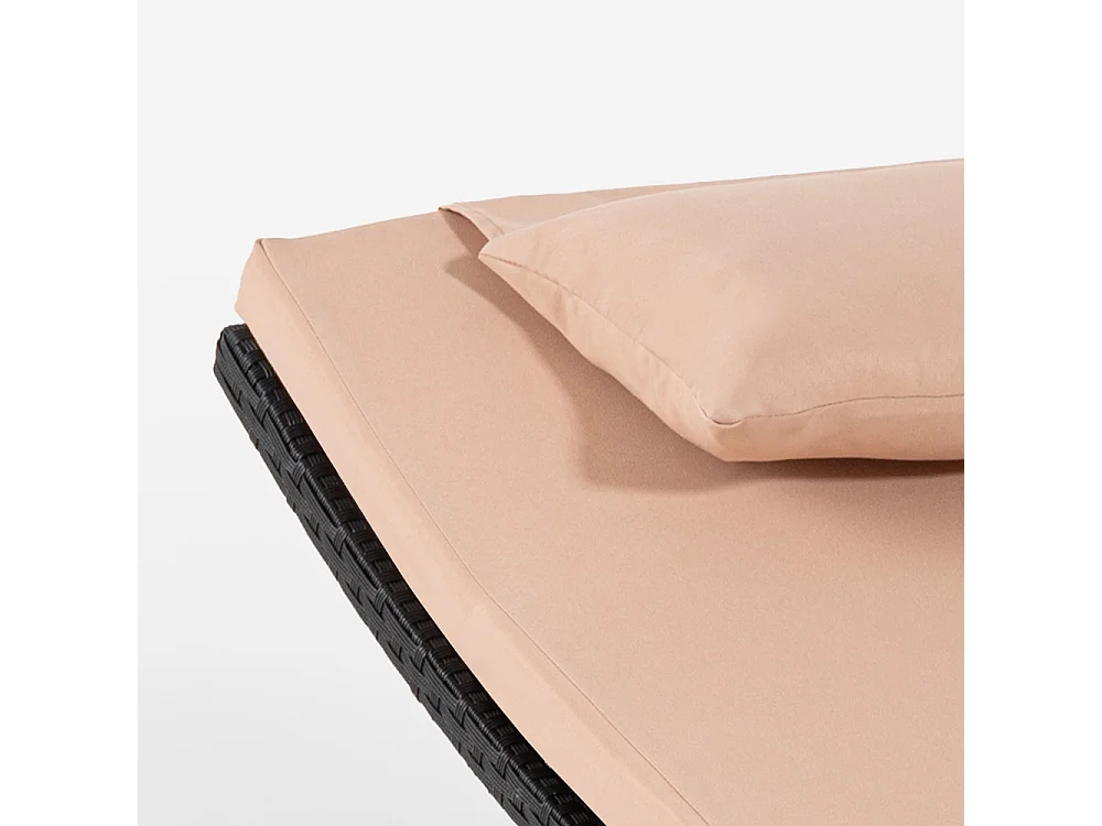 Lettino prendisole da giardino pieghevole in rattan con cuscino Tenerife