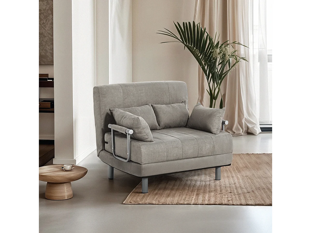 Fauteuil-lit pliant en tissu gain de place Deborah Twin Class - Gris foncé