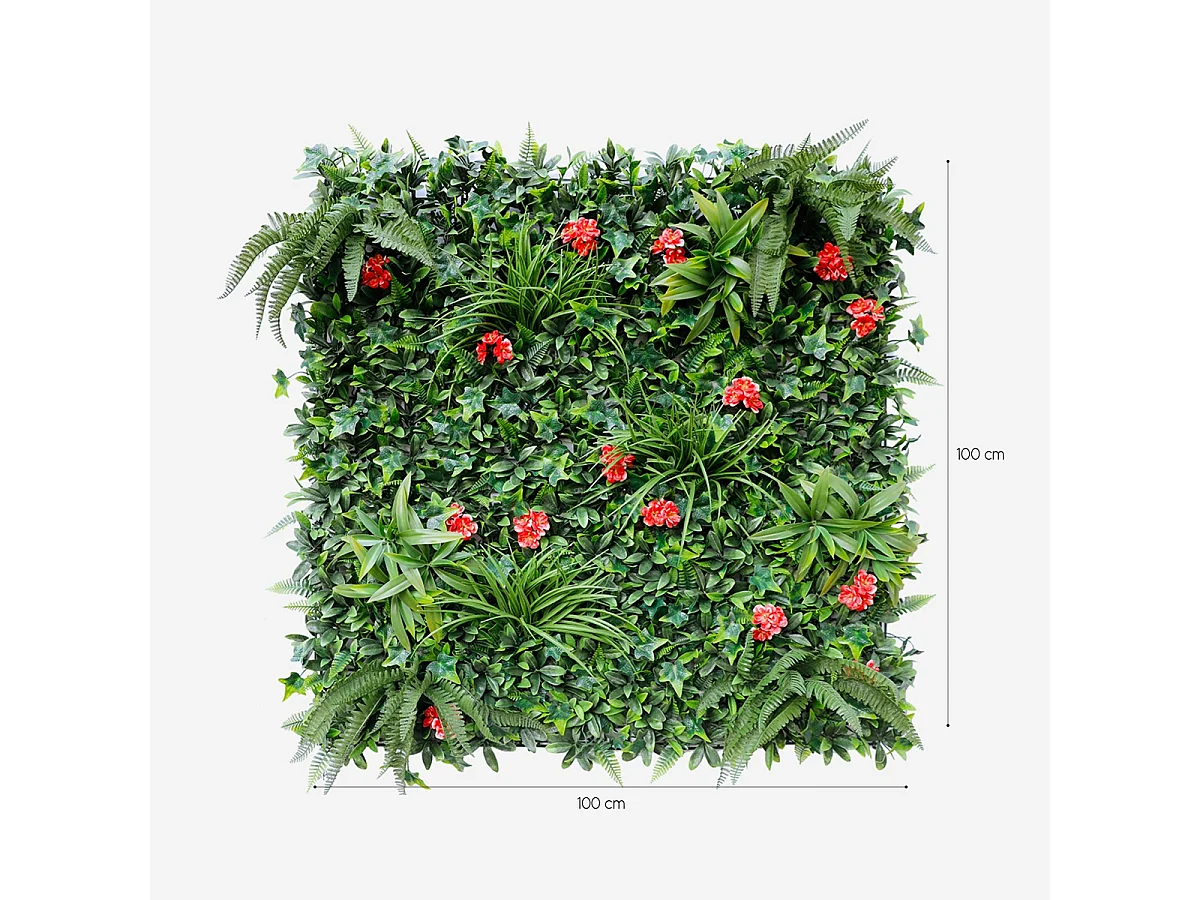 Künstliche immergrüne Hecke 100x100cm 3D Pflanzen Garten Lemox