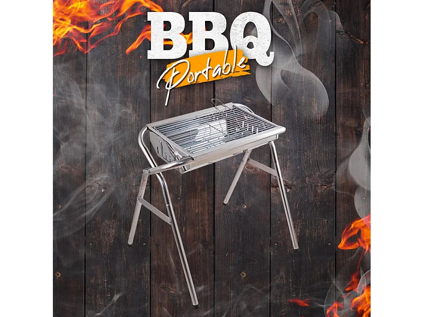 Barbacoa de carbón y leña de acero portátil con parrilla Oak