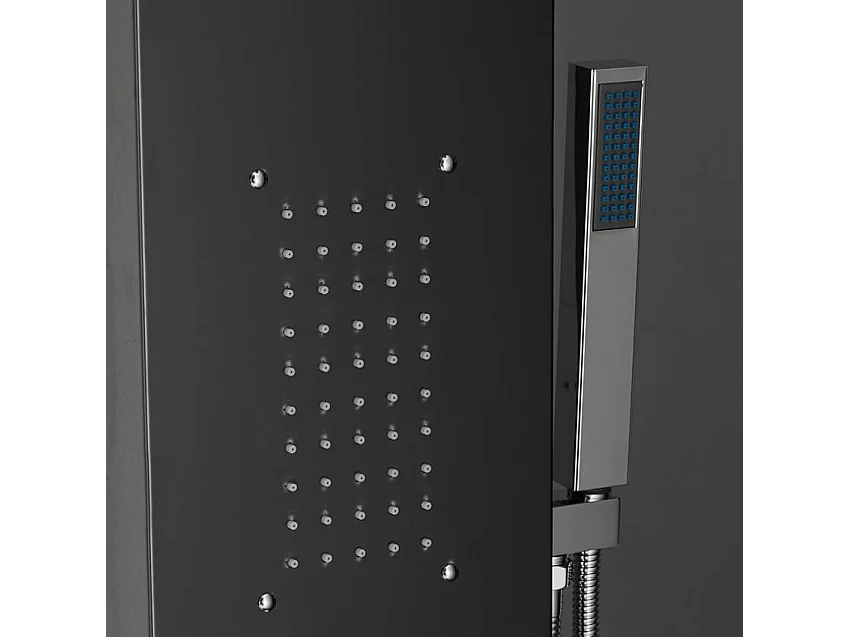 Columna de ducha en acero con mezclador en cascada de hidromasaje Sirmione - Negro