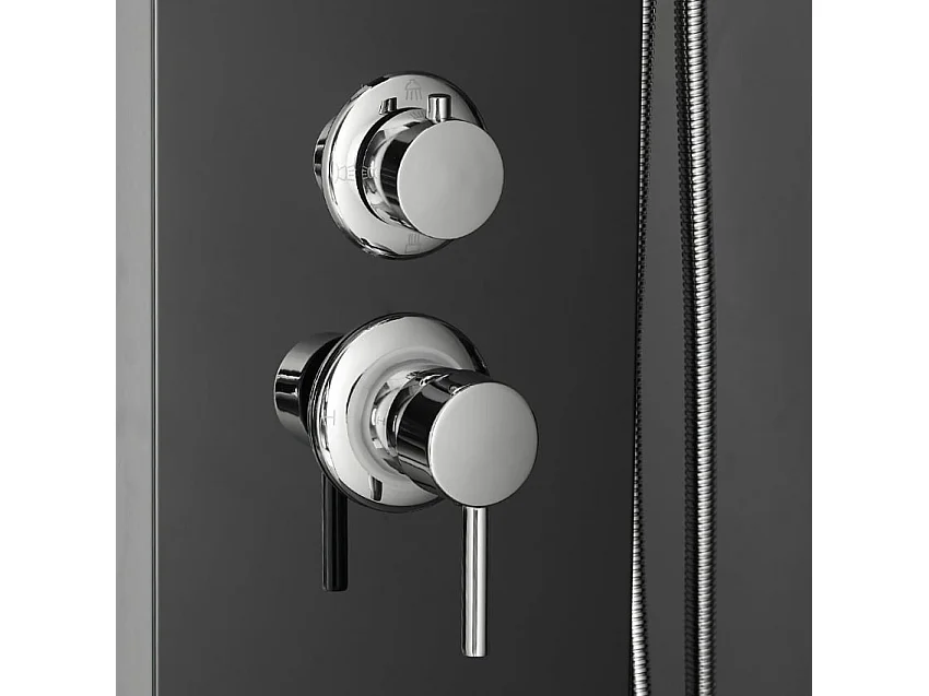 Columna de ducha en acero con mezclador en cascada de hidromasaje Sirmione - Negro