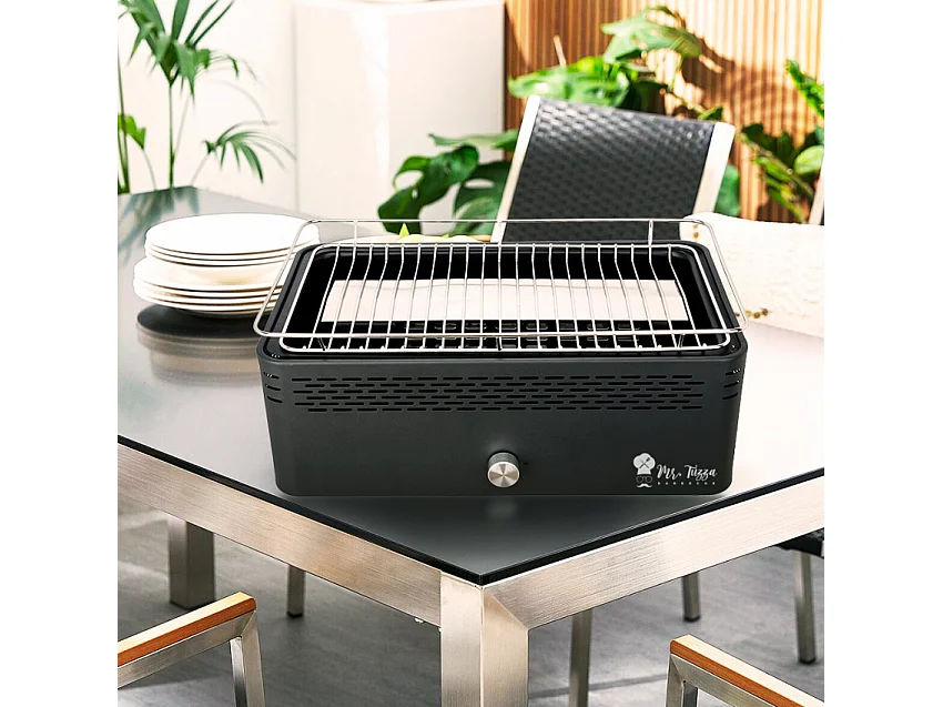 Barbacoa sin humo para mesa con ventilador Merapi - Rojo