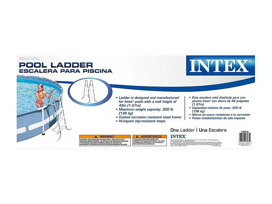 Escalera para piscina Intex 28065 en acero galvanizado 107cm