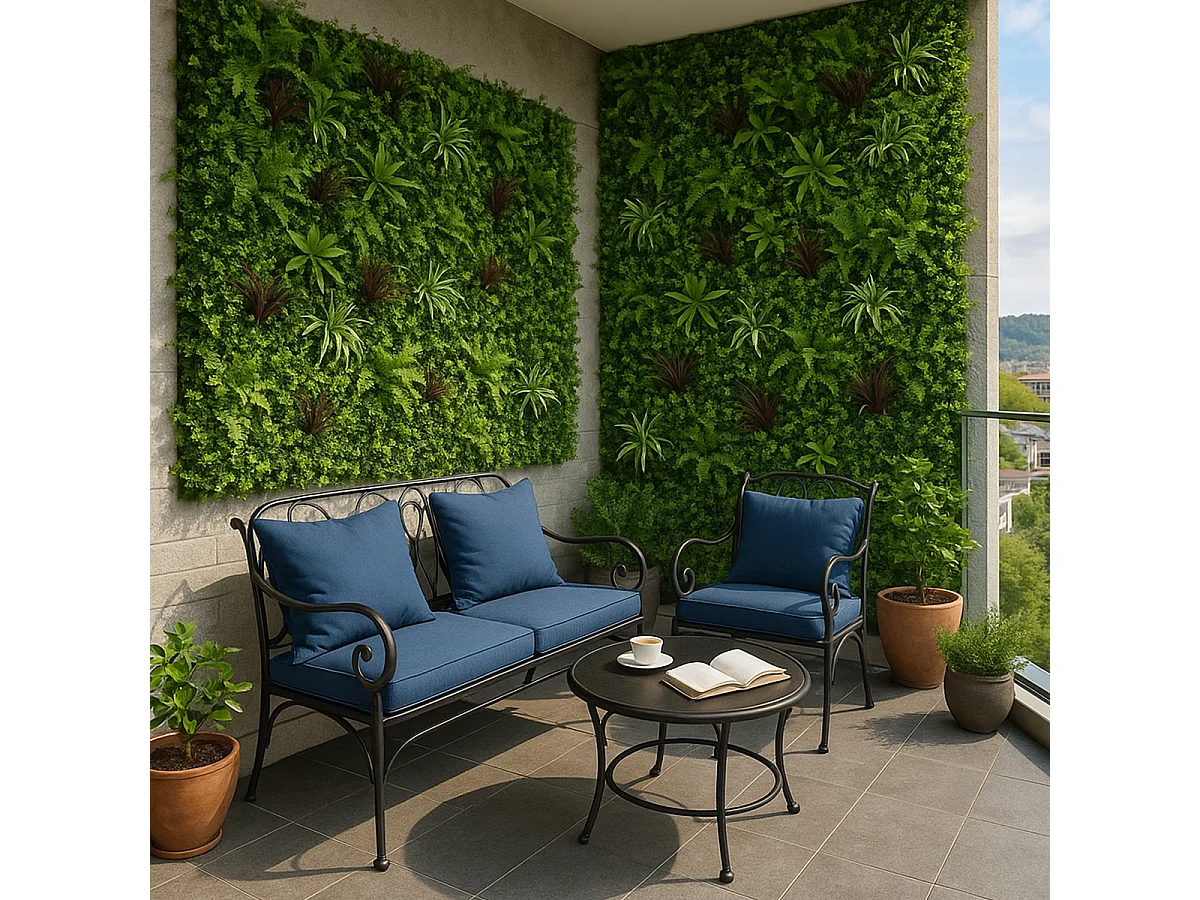 Künstliche Hecke 100x100cm realistische 3D-Pflanze Balkon Garten Briux