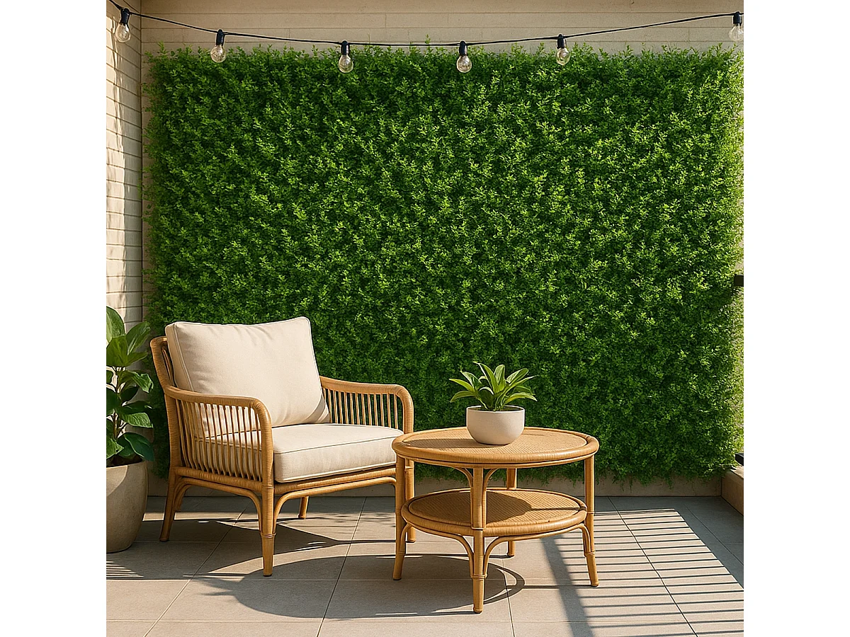 Künstlicher Zaun 50x50cm Kunstfarn 3D Garten Balkon Pritus