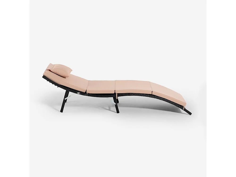 SSet aus 2 Rattan-Gartenliegen mit Klapptisch Lanzarote - Beige