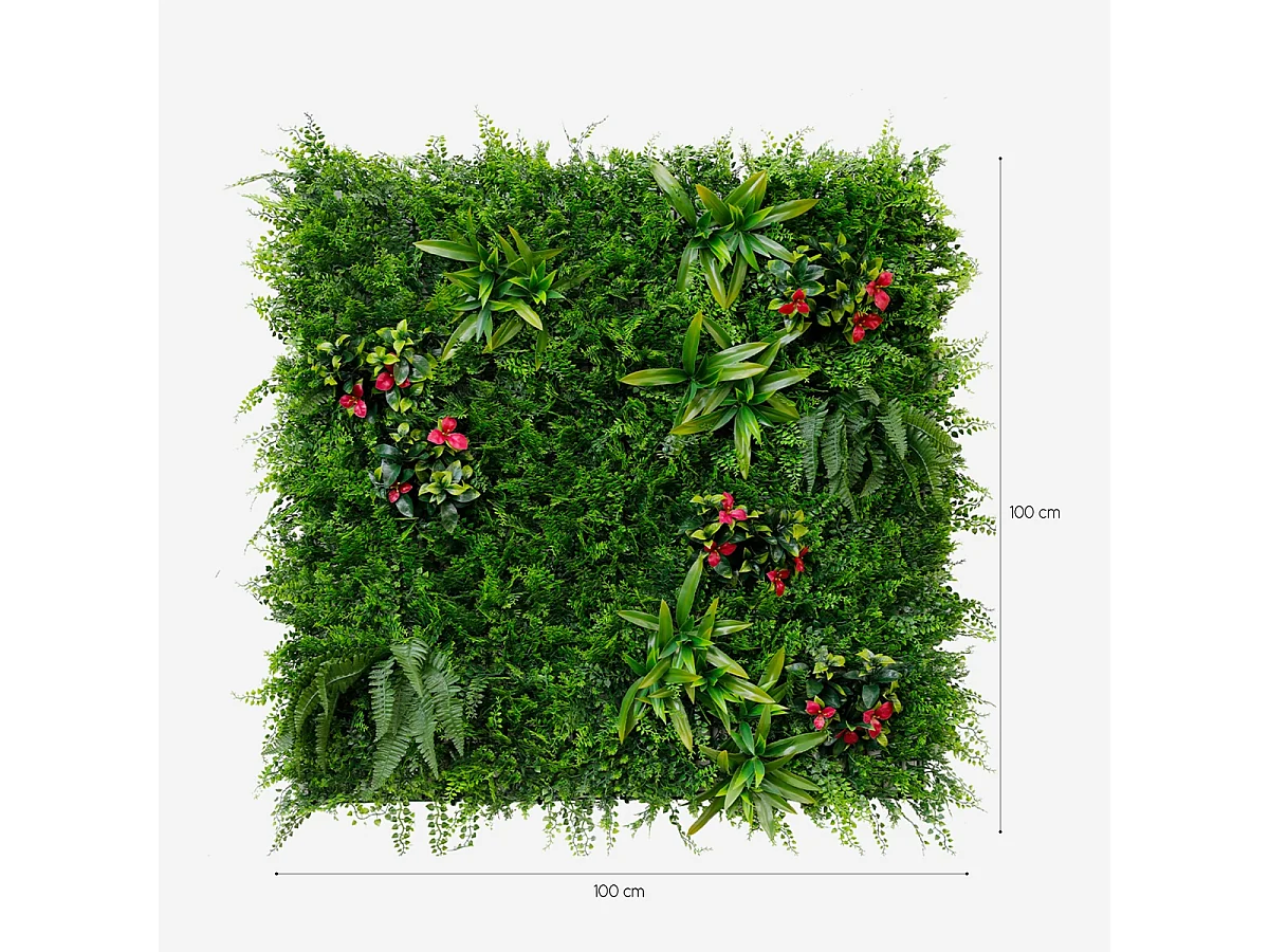 Künstliche Hecke 3D-Paneel 100x100cm realistische Pflanzen Cerrum