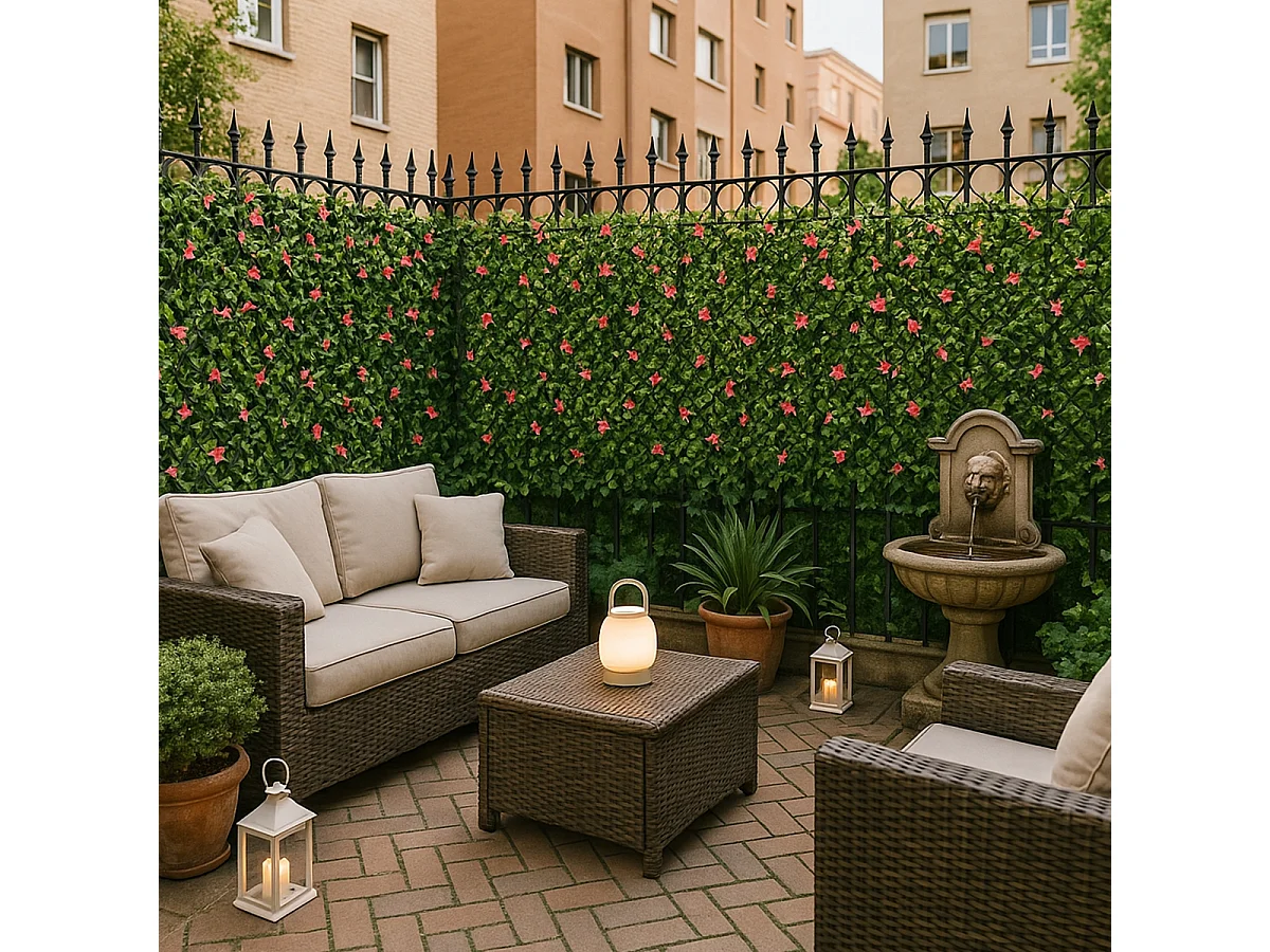 Künstliche Gartenhecke ausziehbares Spalier 200x100cm Pflanzen Salix