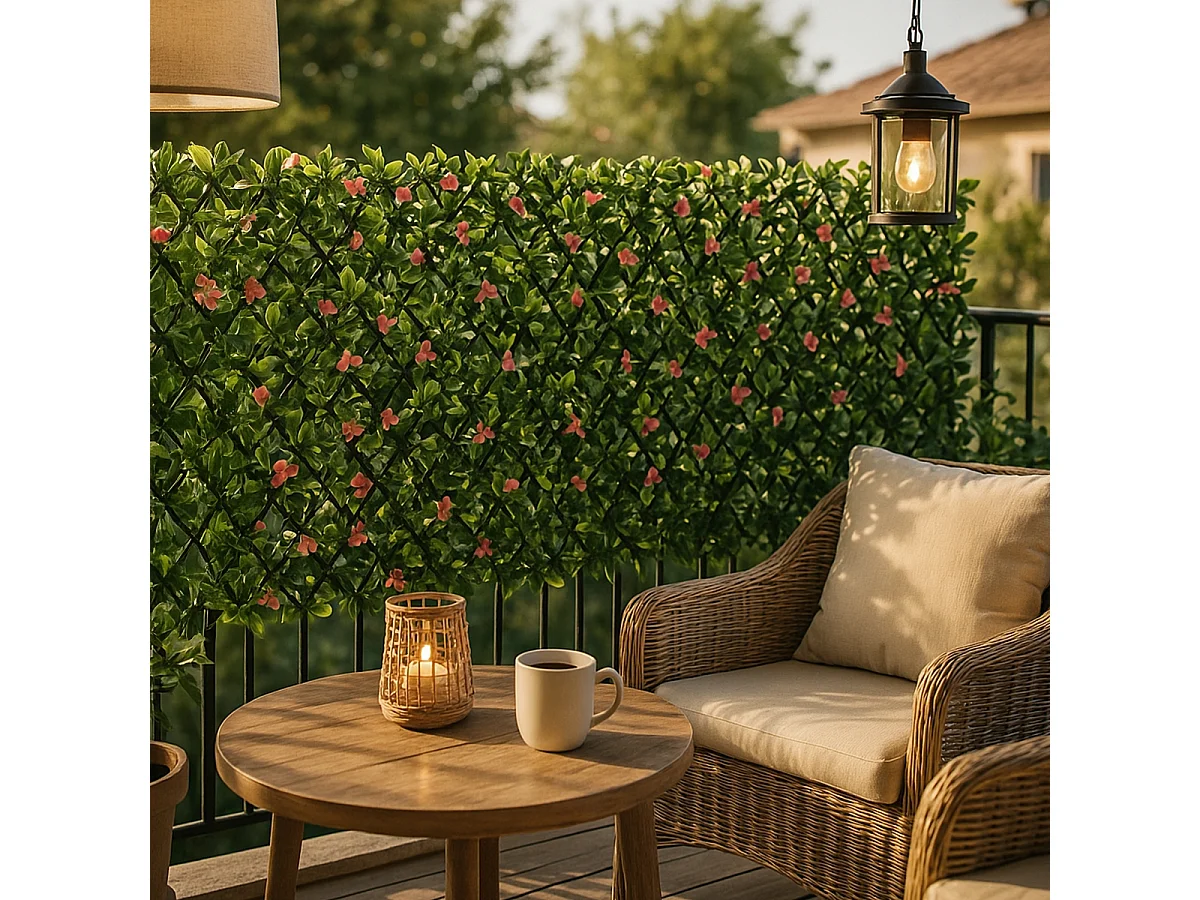 Künstliche Gartenhecke ausziehbares Spalier 200x100cm Pflanzen Salix