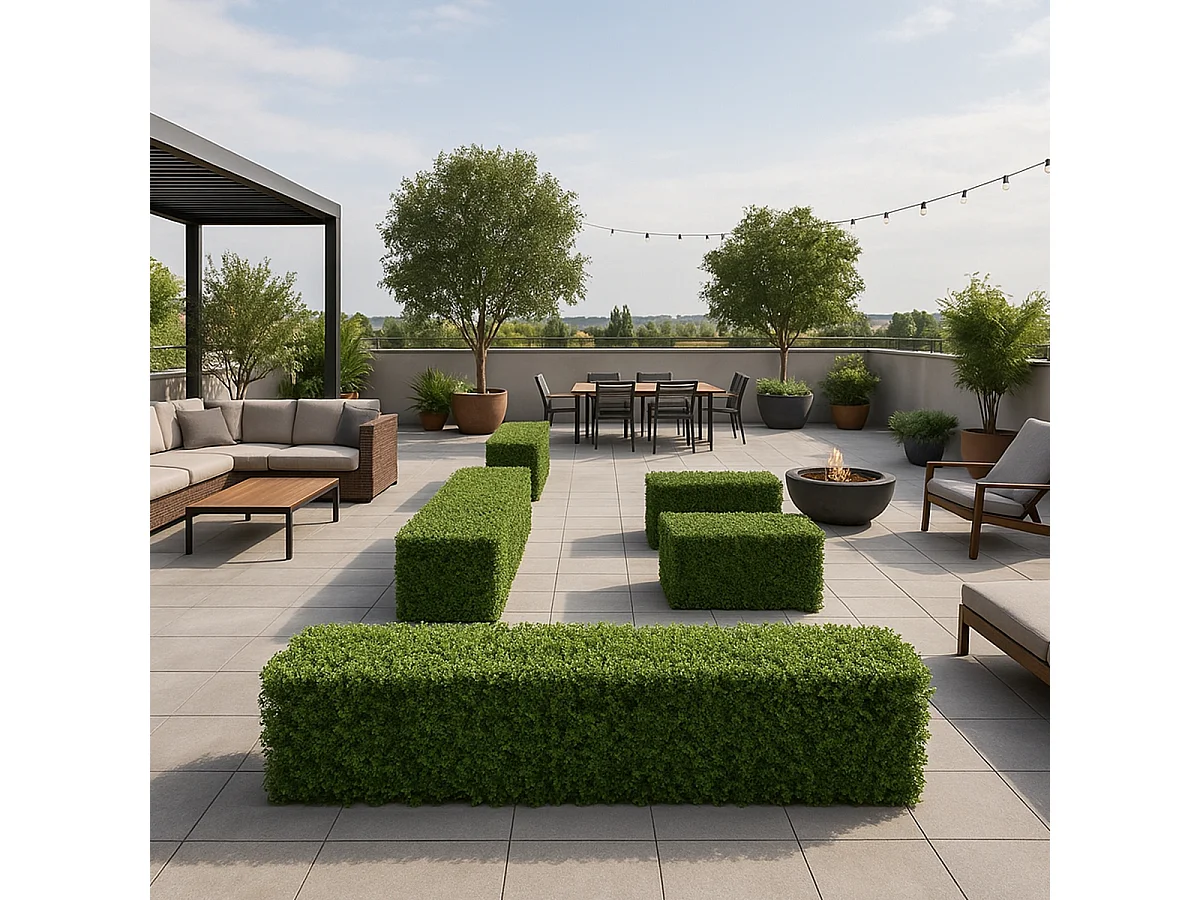 Künstliche Hecke für niedrigen Gartenzaun aus Buchsbaum 158x33x56cm Robuk