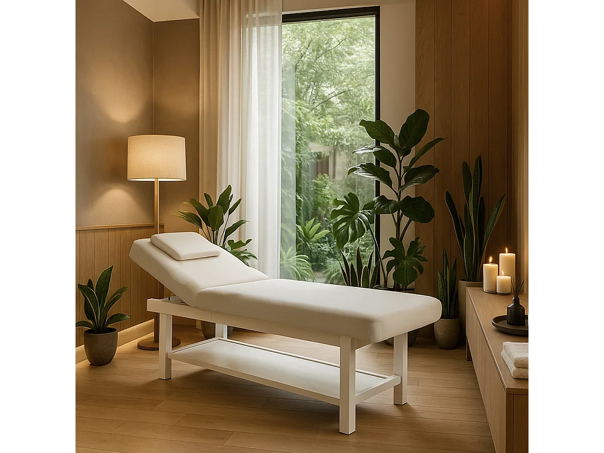 Lettino da massaggio professionale relax 2 zone estetista SPA Larex - Bianco