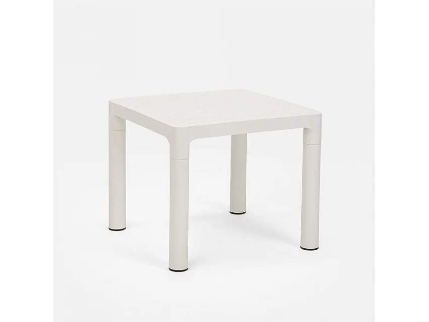 Mesa de centro cuadrada 45x45 cm para interior y exterior Aviat - Blanco