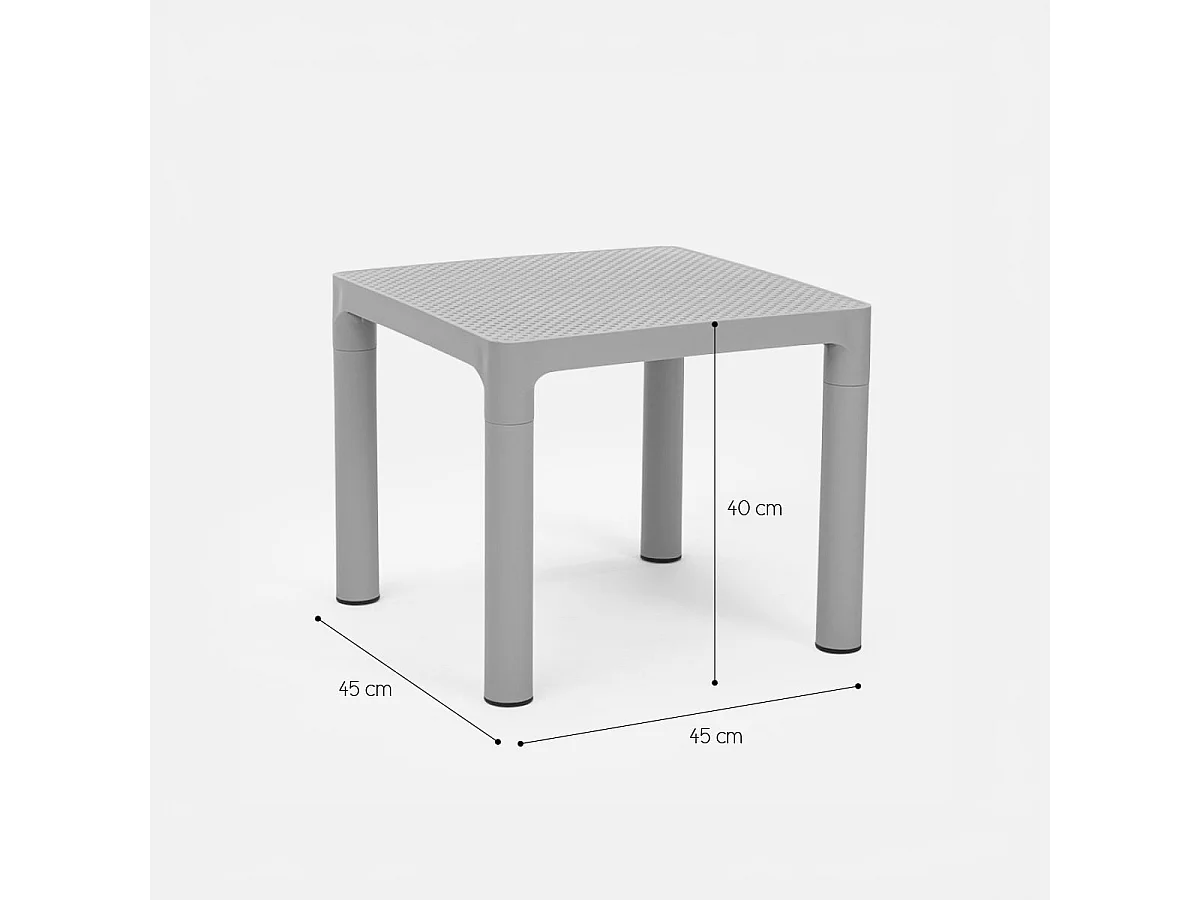 Mesa de centro cuadrada 45x45 cm para interior y exterior Aviat - Blanco