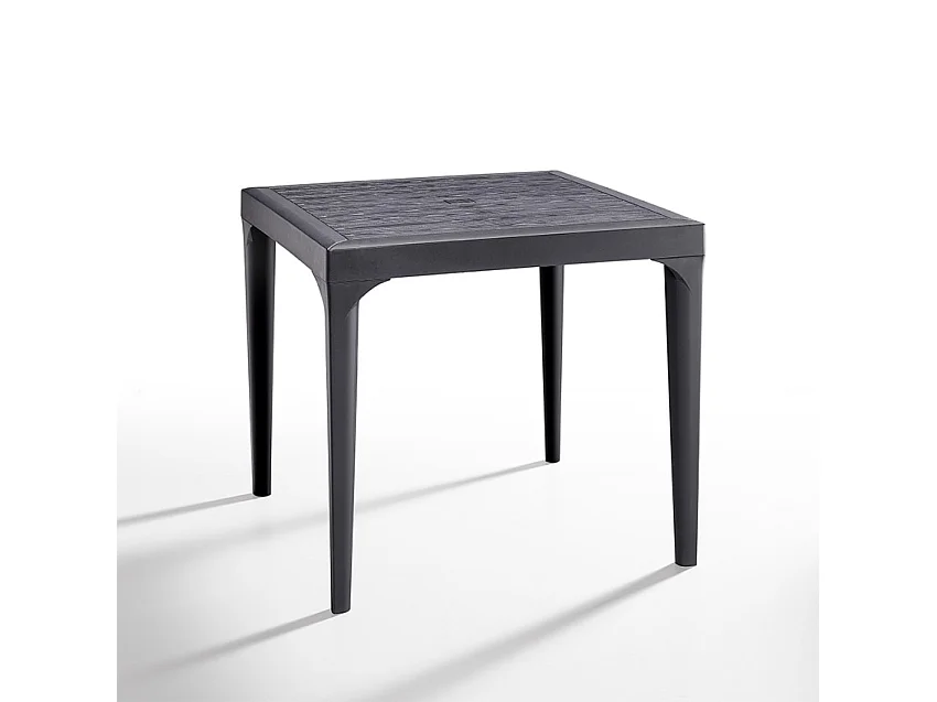 Mesa de jardín cuadrada para exterior 80x80 cm de polipropileno Malmo - Negro