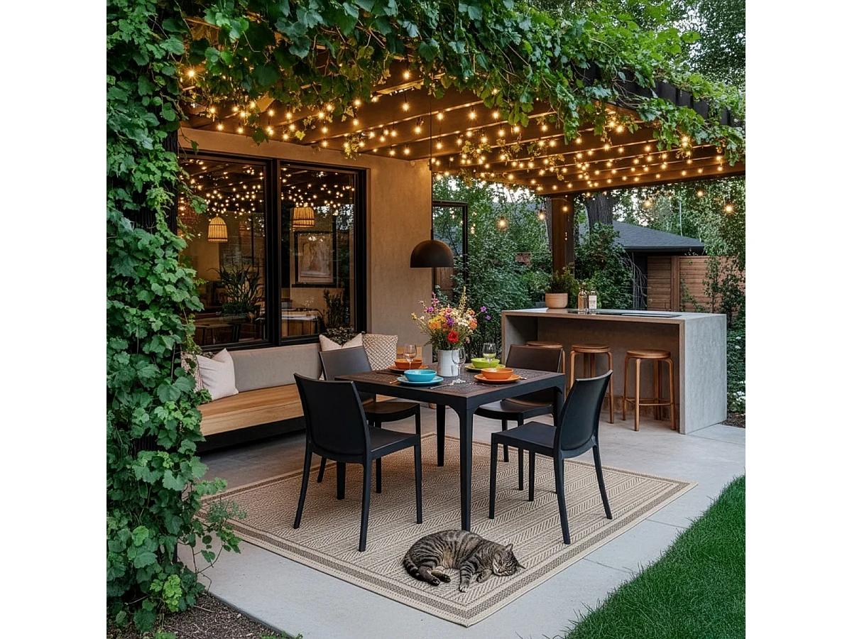 Mesa de jardín cuadrada para exterior 80x80 cm de polipropileno Malmo - Negro