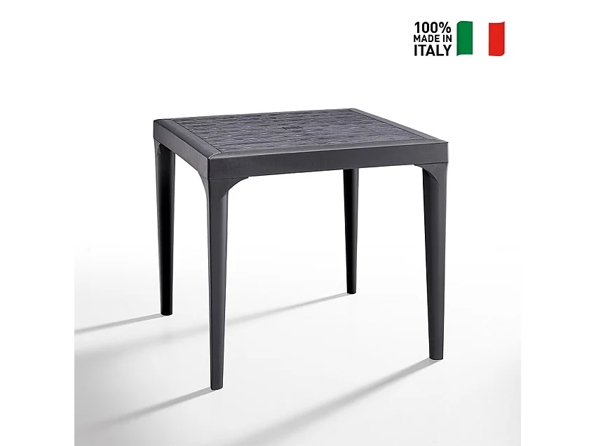 Mesa de jardín cuadrada para exterior 80x80 cm de polipropileno Malmo - Negro