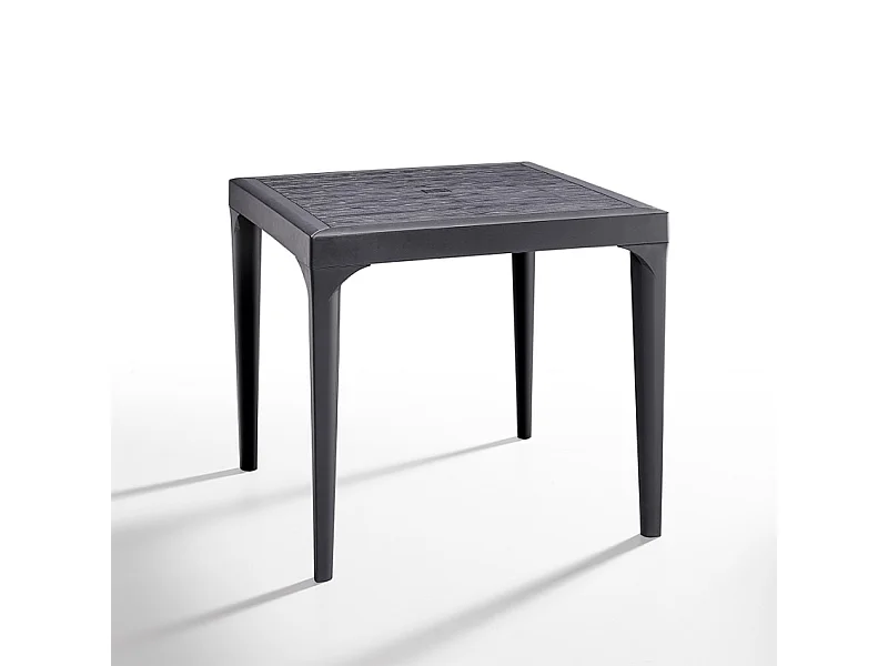 Mesa de jardín cuadrada para exterior 80x80 cm de polipropileno Malmo - Negro