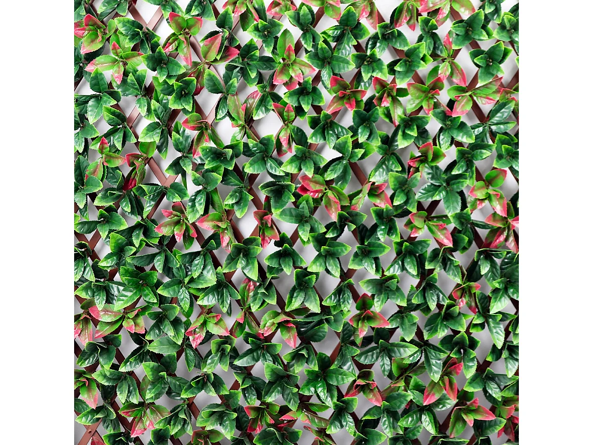 Künstliche Hecke 200x100cm Photinia Garten Spalier ausziehbar Ivoss