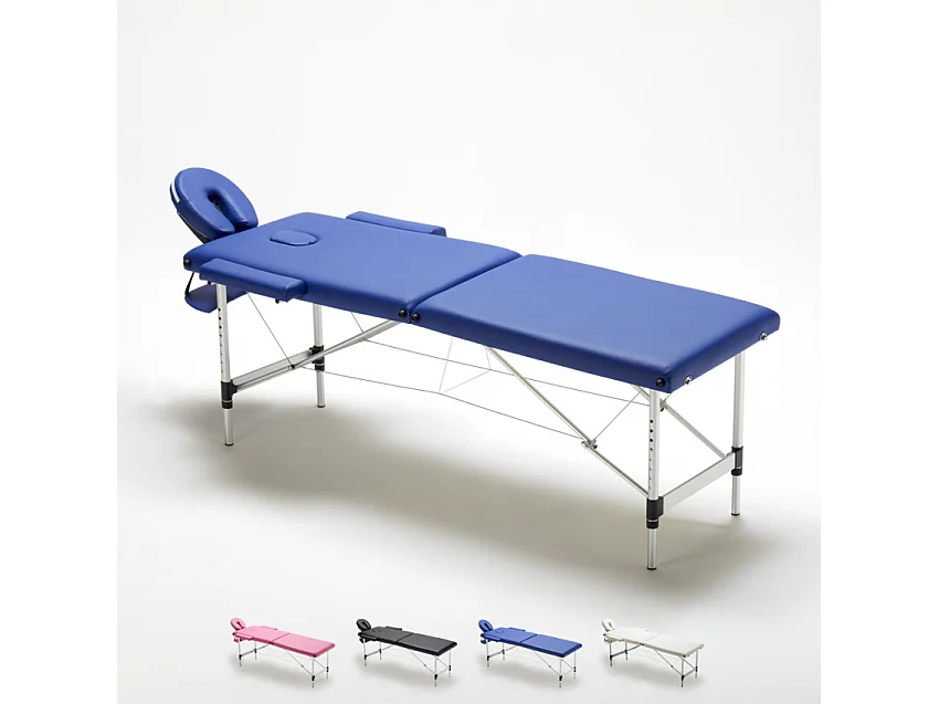 Aluminium Klappbar Massageliege Tragbar 2-Zonen 210 cm Shiatsu - Blau