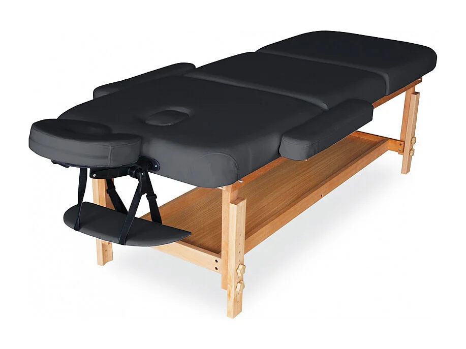 Multi-Position feste Holz-Massageliege 225 cm Massage-Pro - Schwarz