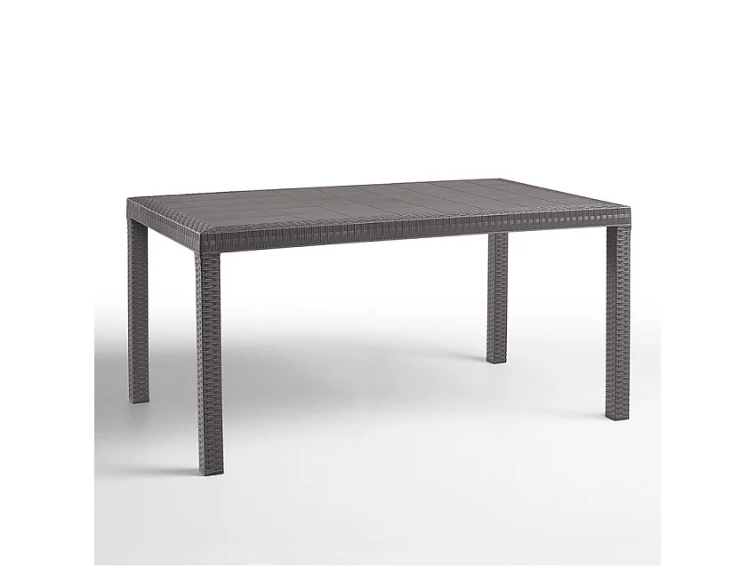 Gartentisch im Freien 150x90cm aus Rattan-Polypropylen Houston - Taubengrau