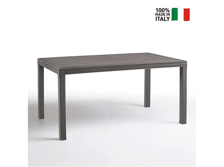 Gartentisch im Freien 150x90cm aus Rattan-Polypropylen Houston - Taubengrau