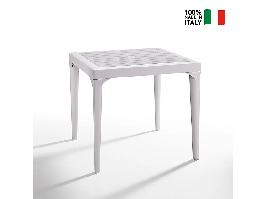 Mesa de jardín cuadrada para exterior 80x80 cm de polipropileno Malmo - Blanco
