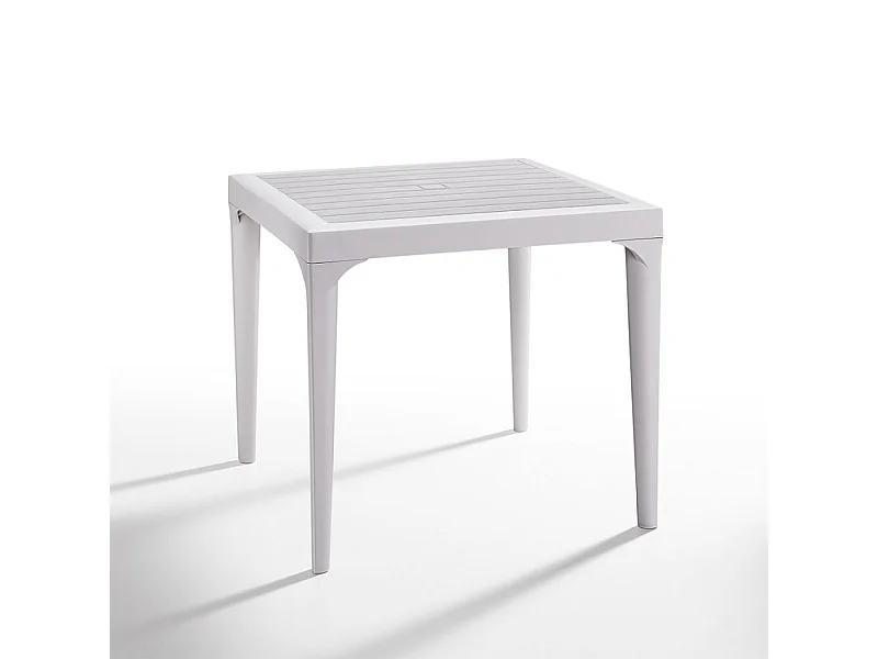 Mesa de jardín cuadrada para exterior 80x80 cm de polipropileno Malmo - Blanco