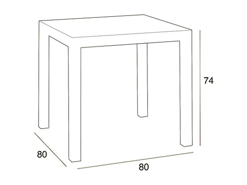 Table carrée 80x80cm extérieur jardin en polypropylène rotin Dallas - Blanc