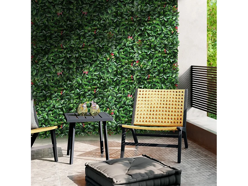 Künstliche Photinia-Hecke realistische Gartenwand 50x50cm Suber