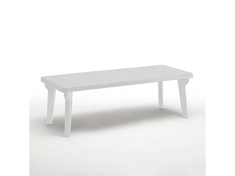 Mesa de jardín extensible 160-220x90 cm de polipropileno Bergen - Blanco