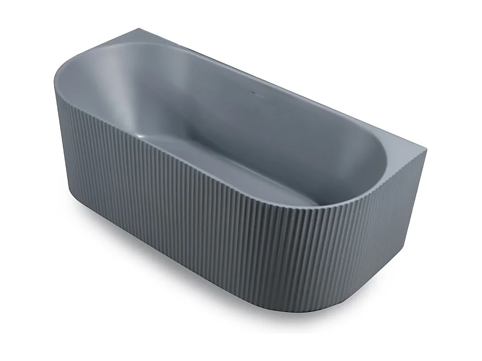 Bañera empotrada moderna acanalada color gris mate 170x80cm Delo Moon