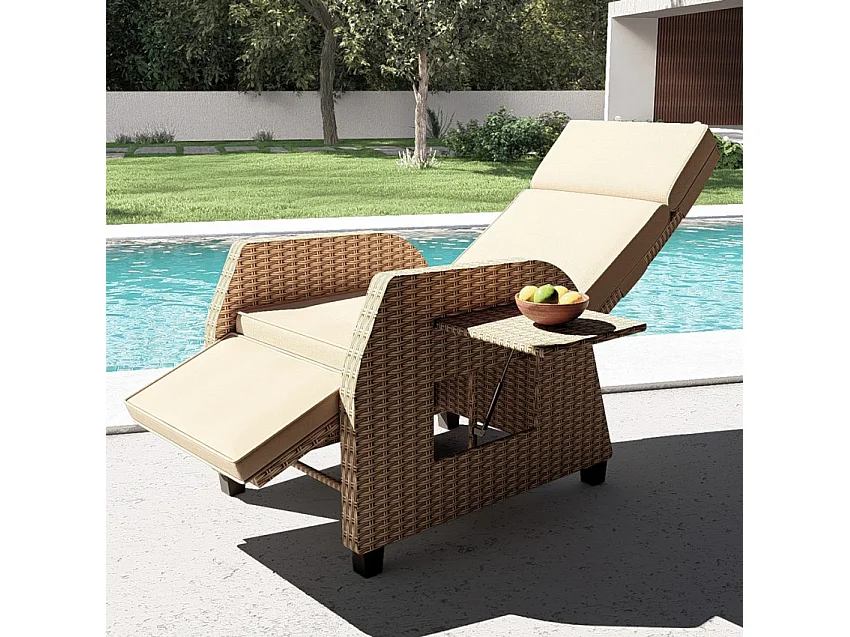 Butaca relax manual para exterior o jardín de ratán reclinable Sanremo