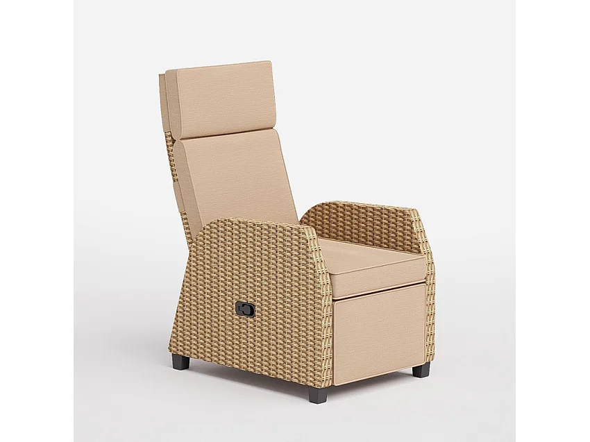 Butaca relax manual para exterior o jardín de ratán reclinable Sanremo