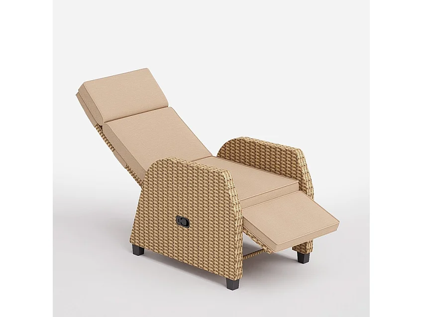 Butaca relax manual para exterior o jardín de ratán reclinable Sanremo