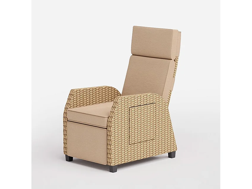 Butaca relax manual para exterior o jardín de ratán reclinable Sanremo