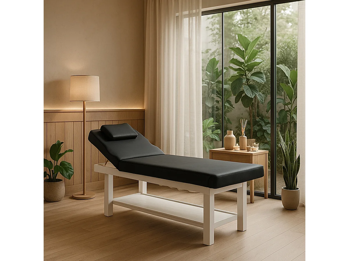 Lettino da massaggio professionale relax 2 zone estetista SPA Larex - Nero