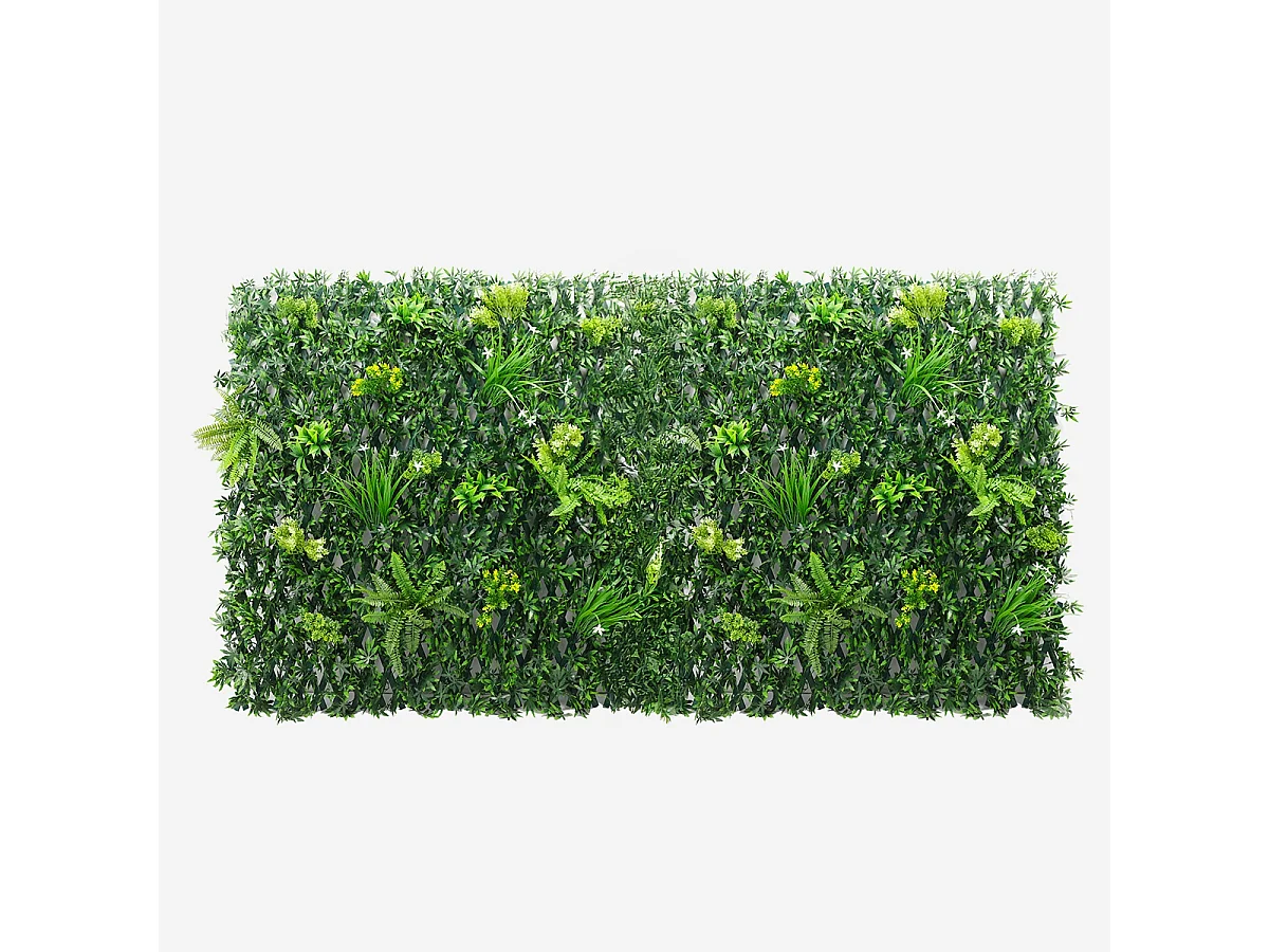 Künstliche Gartenpflanze Hecke 200x100cm ausziehbar Laurus