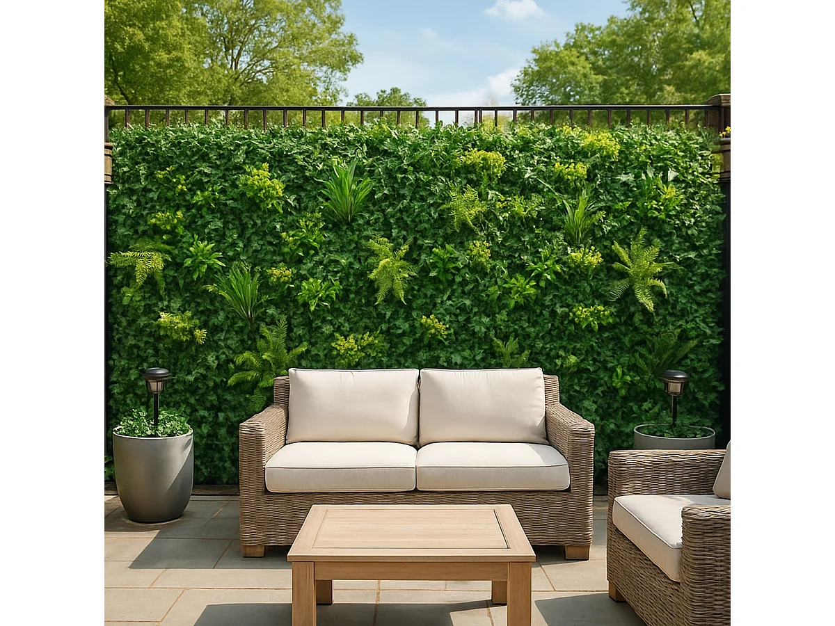 Künstliche Gartenpflanze Hecke 200x100cm ausziehbar Laurus