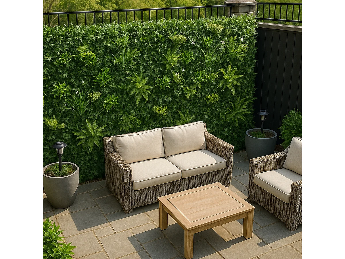 Künstliche Gartenpflanze Hecke 200x100cm ausziehbar Laurus