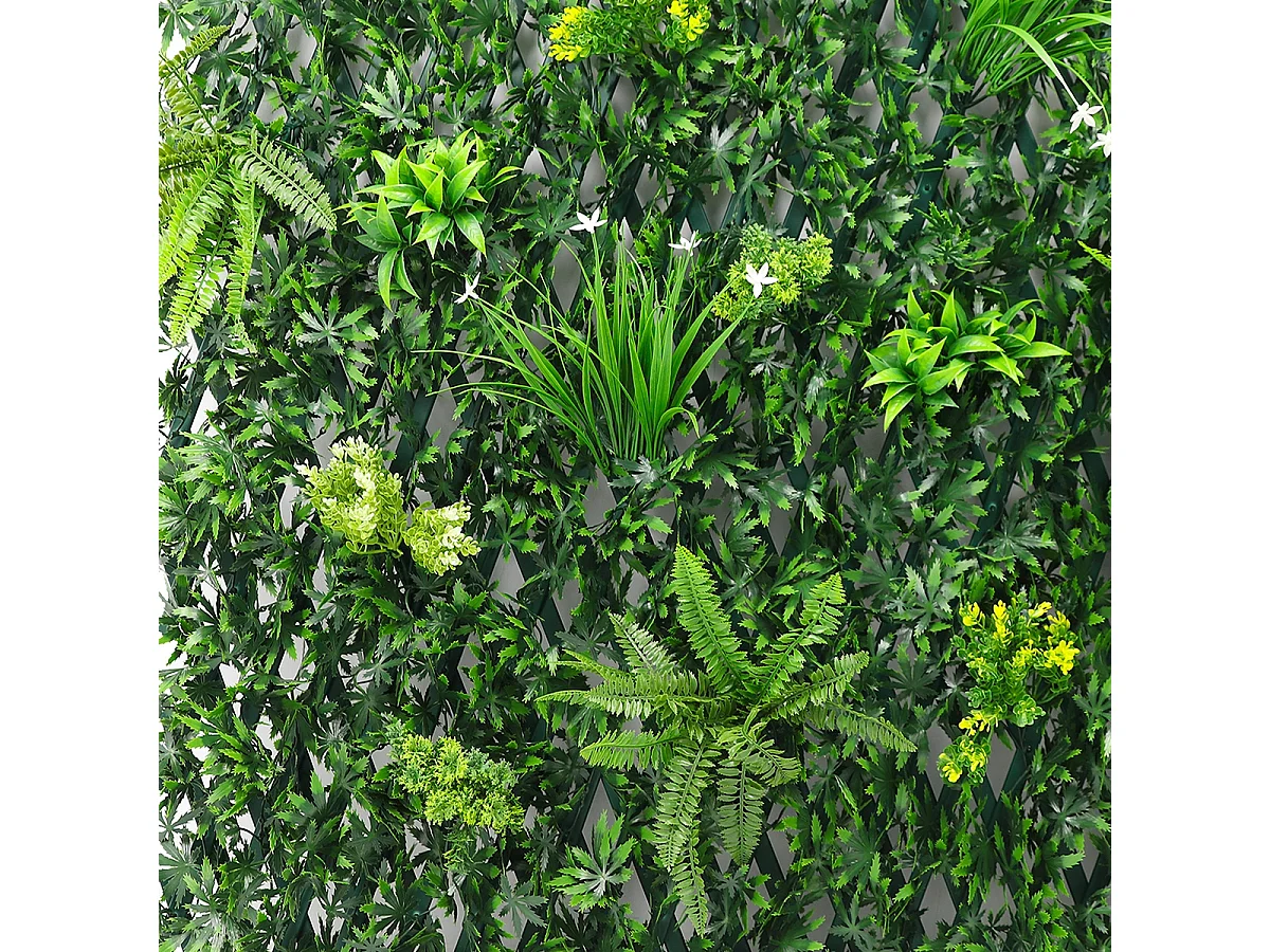 Künstliche Gartenpflanze Hecke 200x100cm ausziehbar Laurus