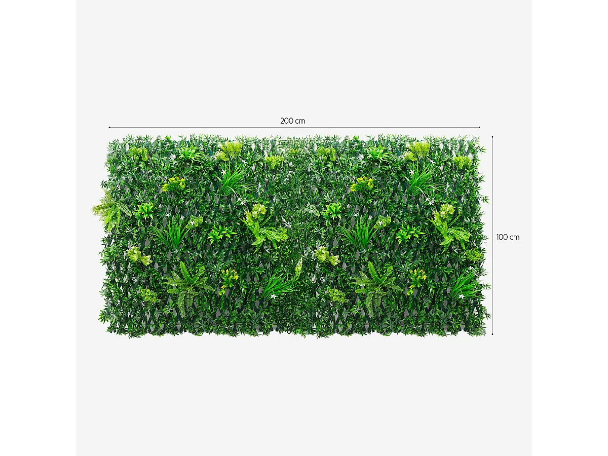 Künstliche Gartenpflanze Hecke 200x100cm ausziehbar Laurus