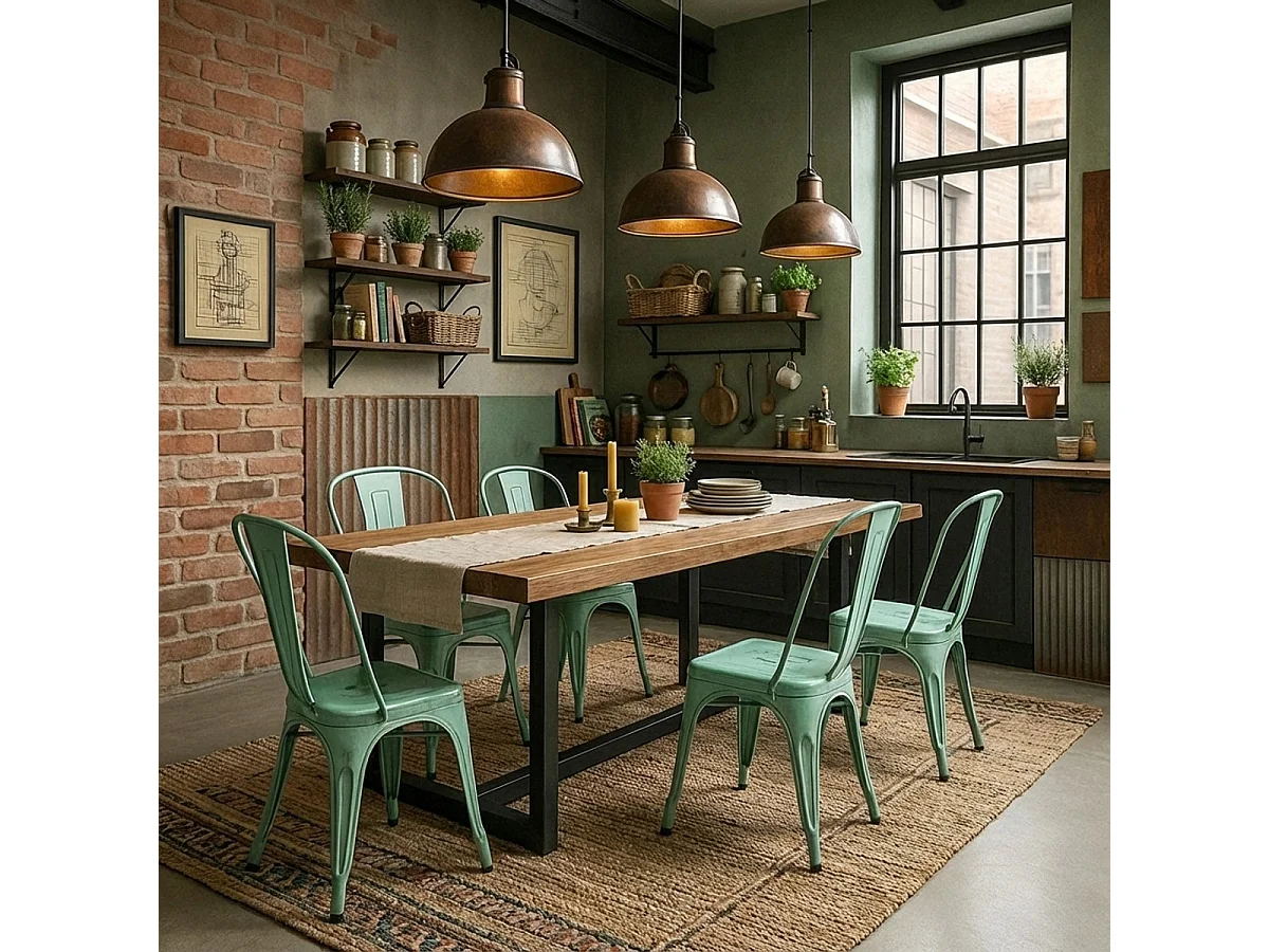 20 sillas diseño industrial metal vintage shabby chic estilo steel old - Azul