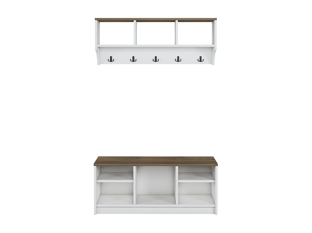 Conjunto muebles recibidor: banco zapatero y perchero de pared de madera Parson - Blanco